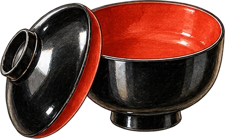 The drawing: black lacquer