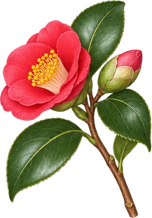 The drawing: camellia