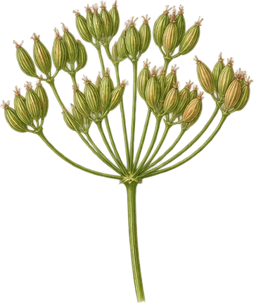 The drawing: caraway, fruiting umbel