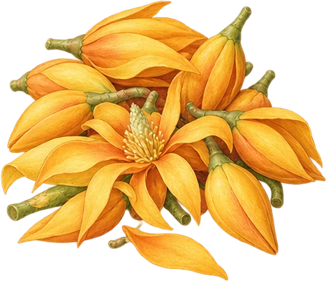 The drawing: champaca, picked flowers