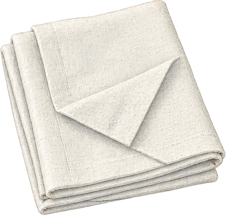 The drawing: clean linen, folded napkin