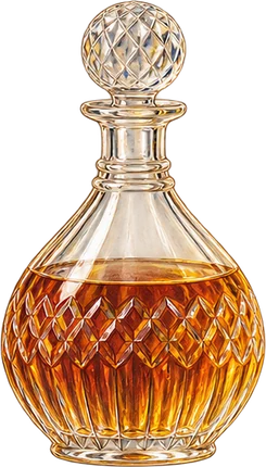 The drawing: cognac, cognac decanter