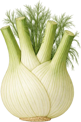 The drawing: fennel, bulb with fronds