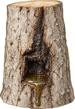 The drawing: gurjun balsam, tapped trunk