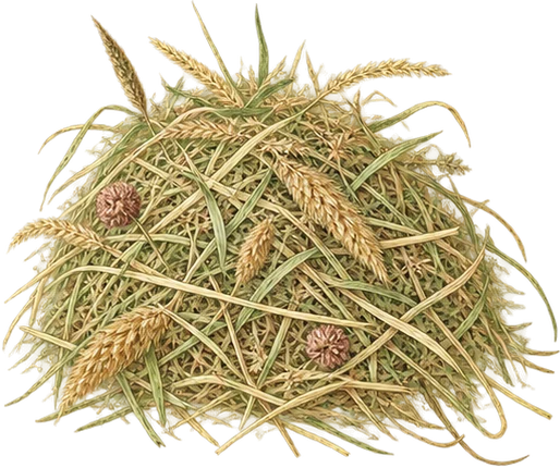 The drawing: hay, hay heap