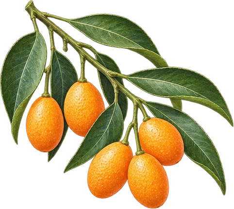 The drawing: kumquat, fruiting twig