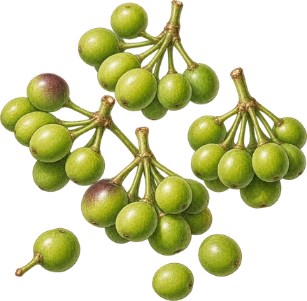 The drawing: litsea, fruit bunch