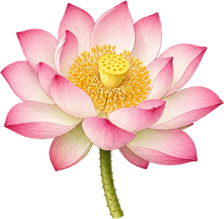 The drawing: lotus, open flower