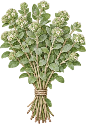 The drawing: marjoram, fresh bunch