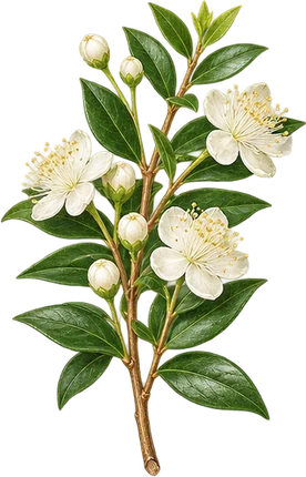 The drawing: myrtle, flowering twig