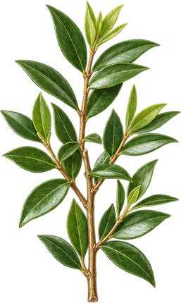 The drawing: myrtle, leafy twig