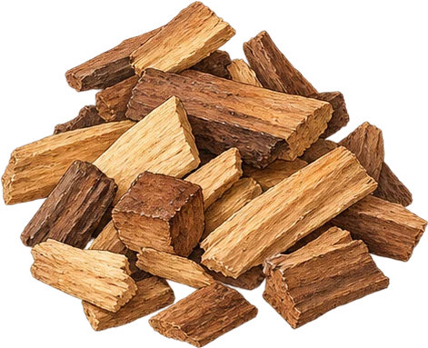 The drawing: oak, toasted chips