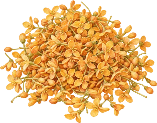 The drawing: osmanthus, picked flowers