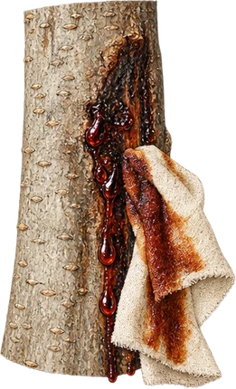 The drawing: peru balsam, balsam on bark