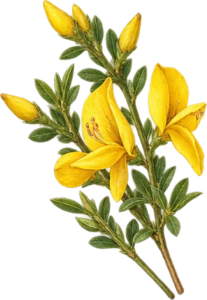 The drawing: scotch broom, flower pair
