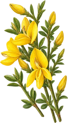 The drawing: scotch broom, flowering sprig