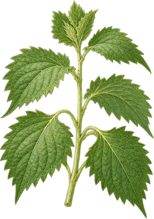 The drawing: shiso, leafy sprig