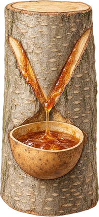 The drawing: tolu balsam, tapped trunk with calabash