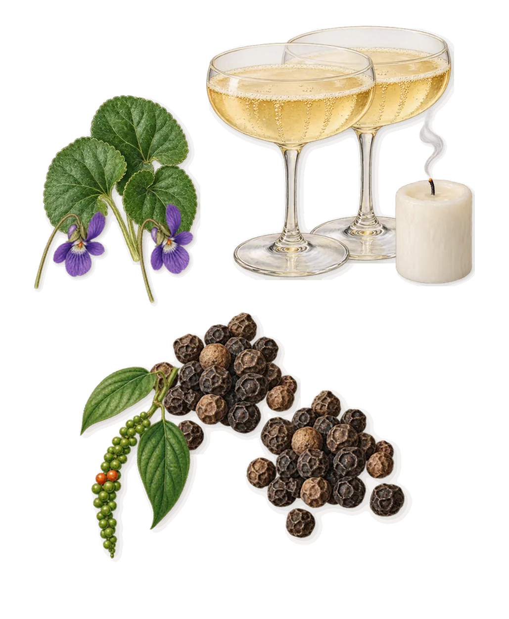 Per Sē, when you spray it: Violet, Black pepper, Aldehydes