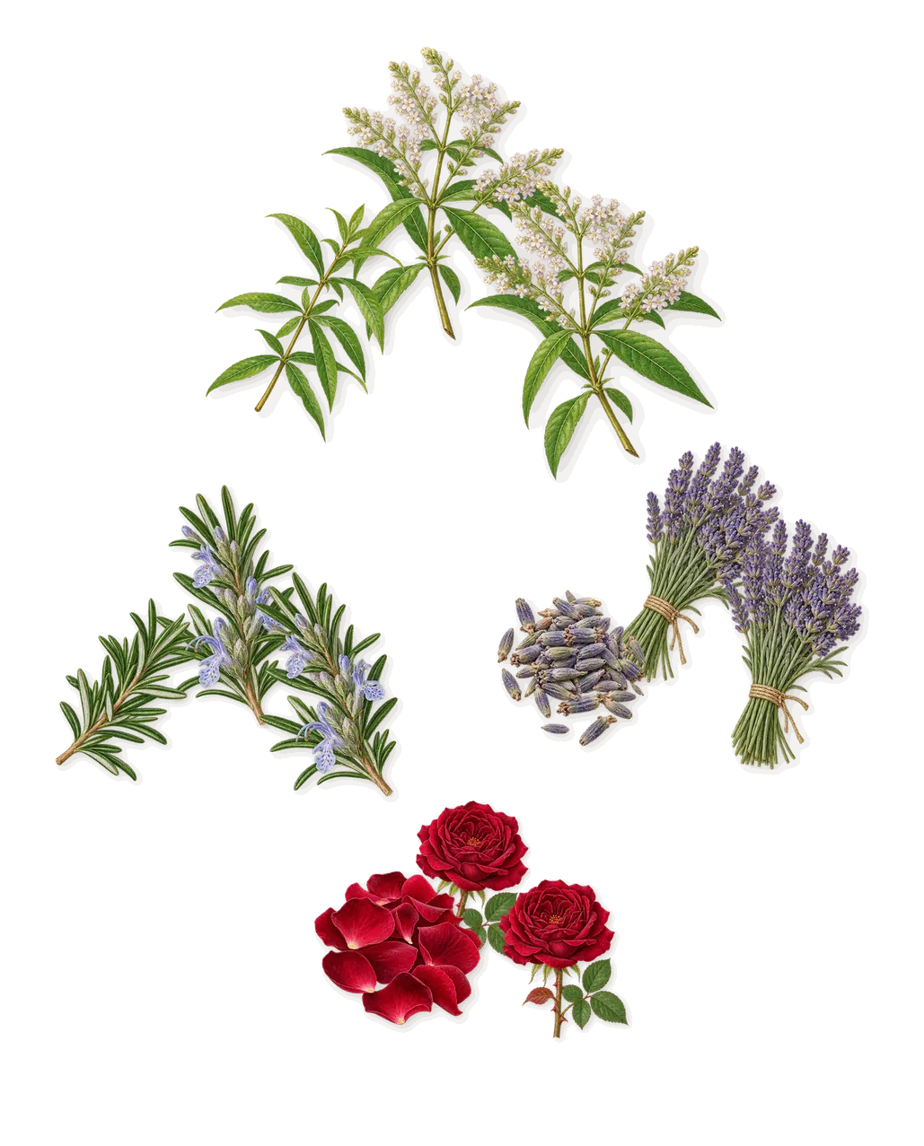 Colonia, as it settles: Lavender, Rose, Lemon verbena, Rosemary