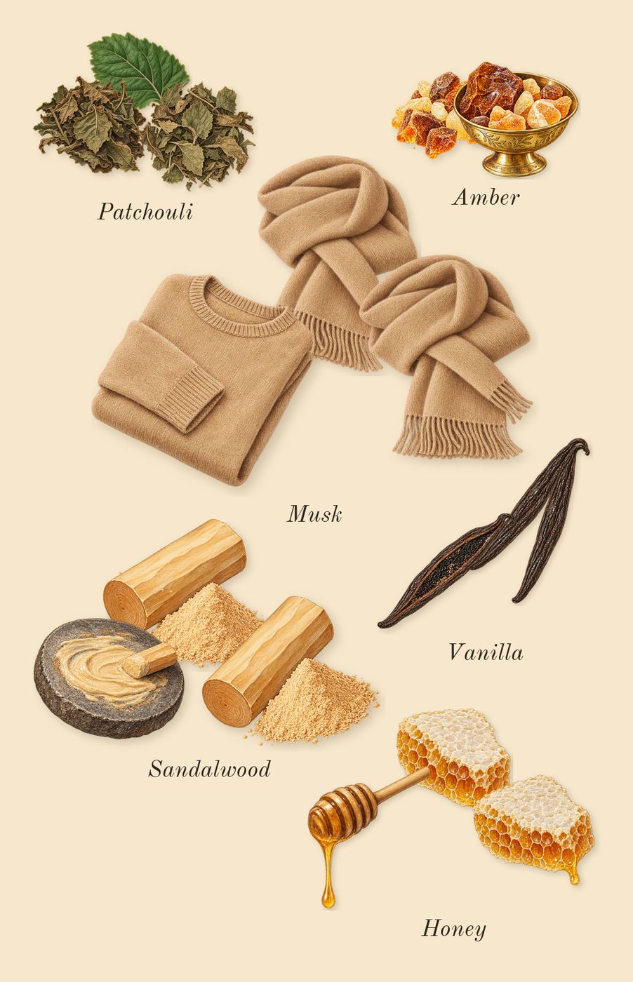Aurum, dry-down: Musk, Amber, Honey, Sandalwood, Patchouli, Vanilla