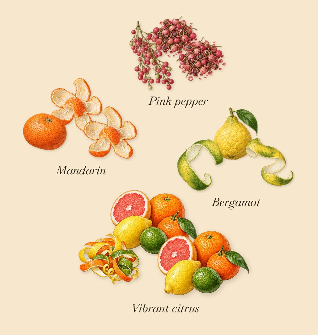 Figuier Eden, when you spray it: Vibrant citrus, Pink pepper, Bergamot, Mandarin