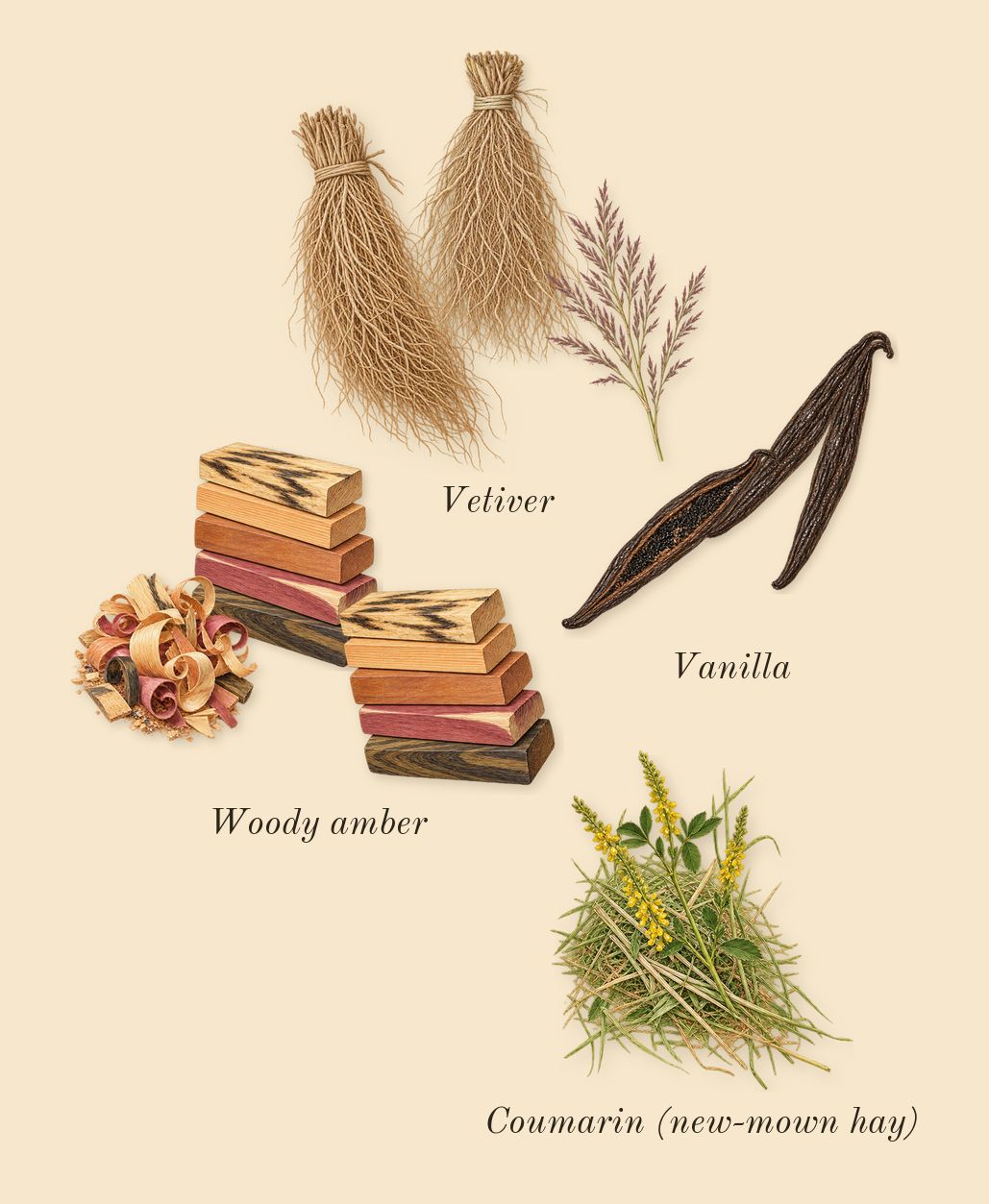 The Most Wanted, dry-down: Woody amber, Vanilla, Vetiver, Coumarin (new-mown hay)
