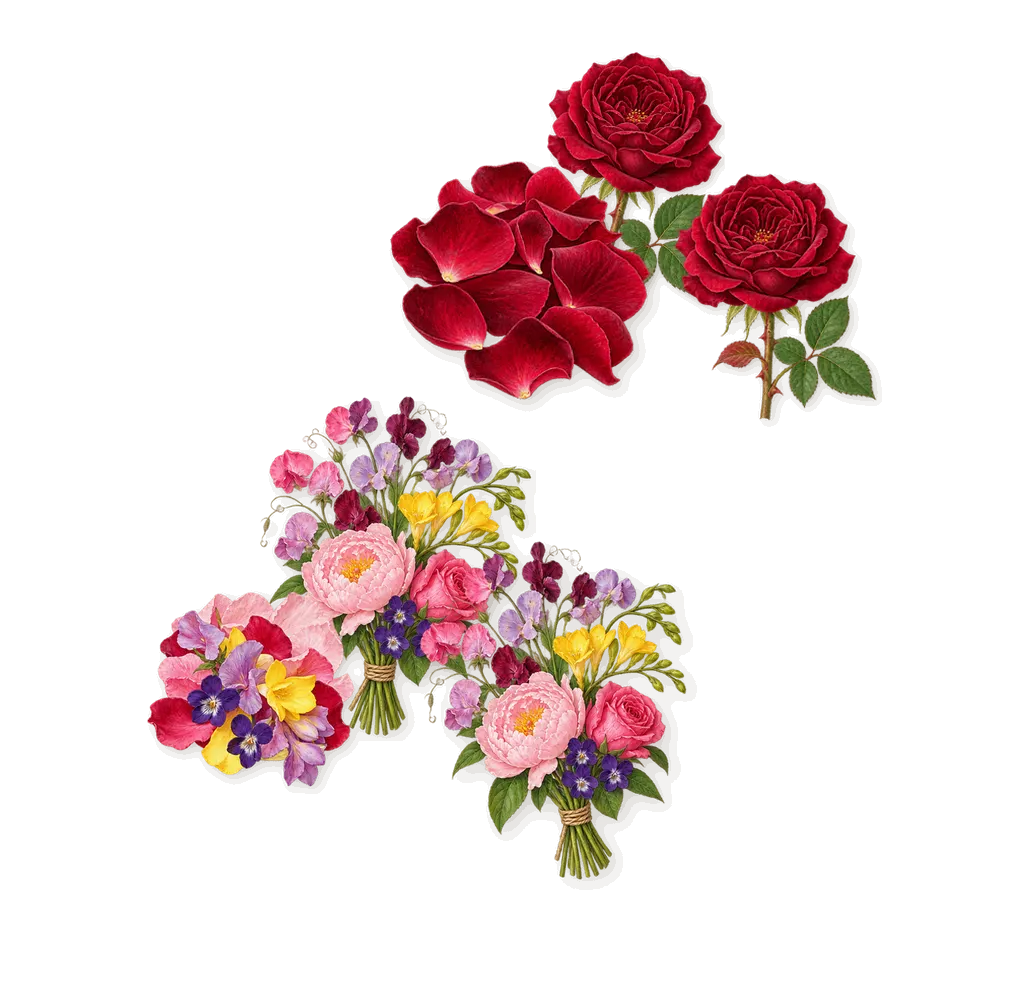 100%, as it settles: Magnified floral, Rose