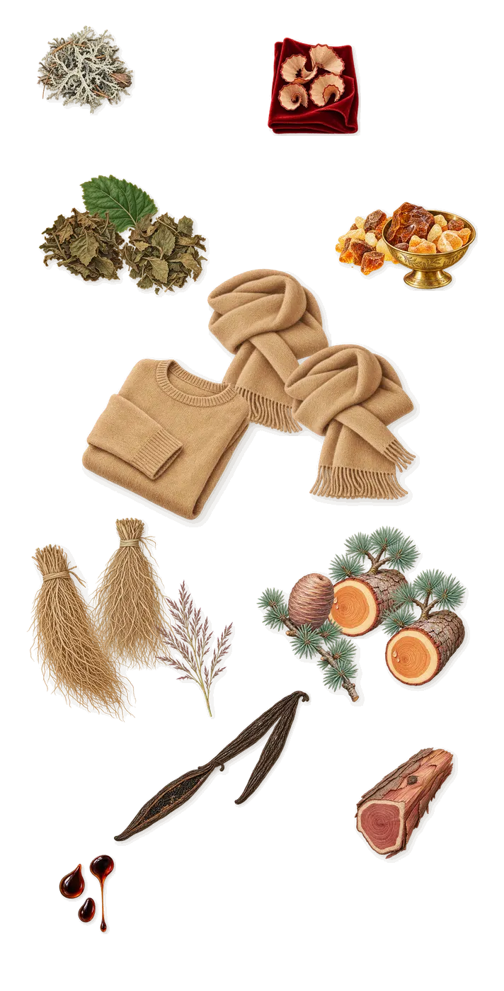 Acrasia, what stays: Amber, Vanilla (vanillin), Musks, Patchouli, Vetiver, Cedar, Virginia cedar, Peru balsam, Treemoss, Iso E Super (pencil shavings on velvet)