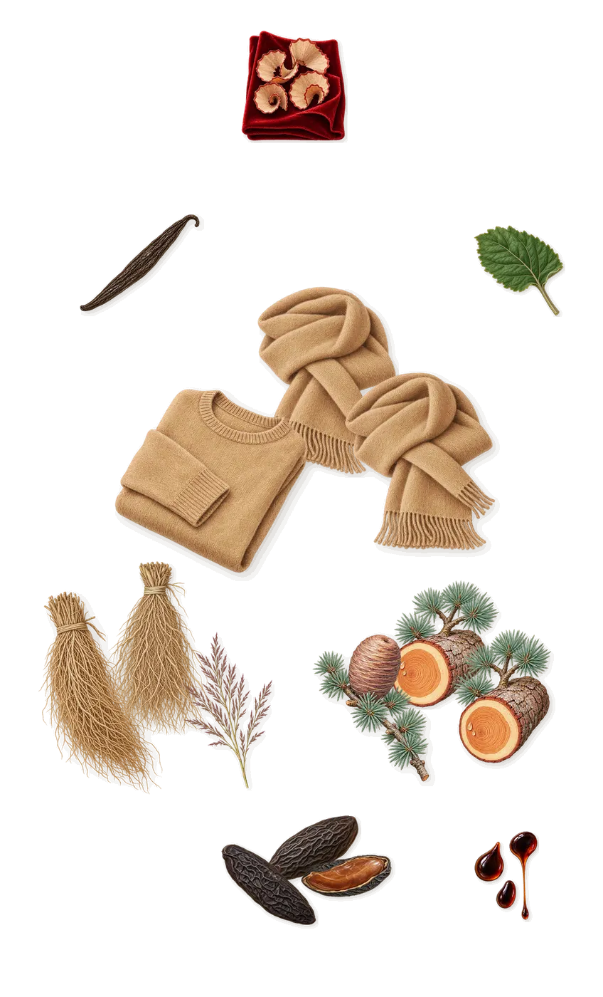 Cloudar, what stays: Tonka (coumarin), Vetiver, Cedar, Musk, Peru balsam, Patchouli, Iso E Super (pencil shavings on velvet), Vanillin (vanilla)