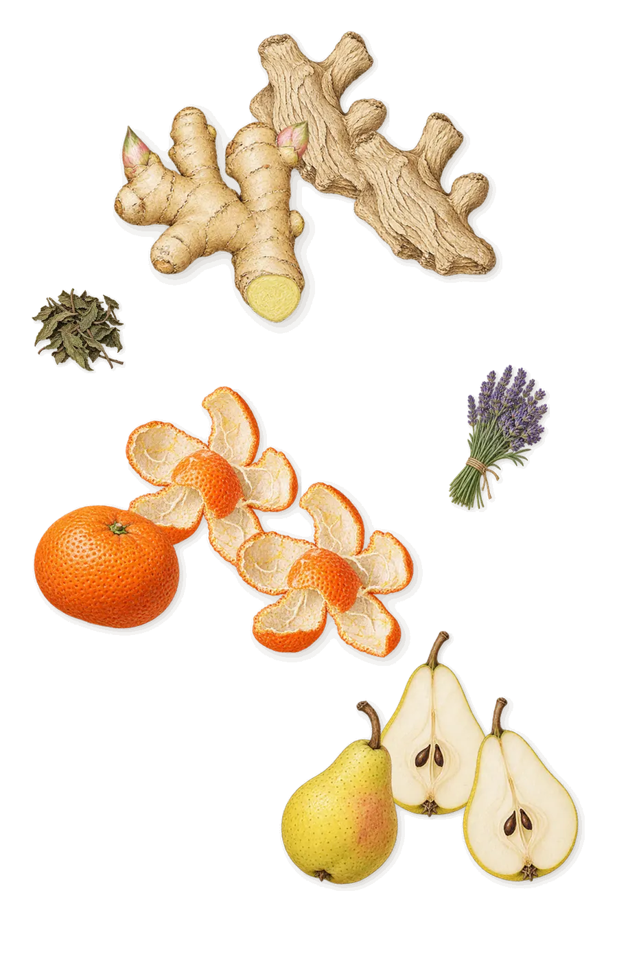 Cloudar, when you spray it: Ginger, Mandarin, Pear, Lavender, Mint