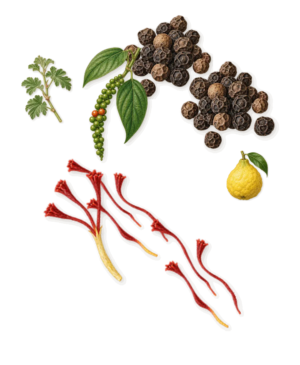 Deep Lotus, when you spray it: Saffron, Black pepper, Bergamot, Geranium