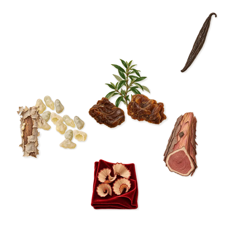House of Arthur, what stays: Frankincense, Labdanum, Virginia cedar, Iso E Super (pencil shavings on velvet), Vanillin (vanilla)