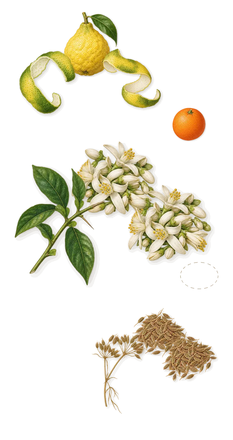 Saint Petal Extrait Extrême, when you spray it: Orange blossom, Cumin, Bergamot, Dust, Sweet orange