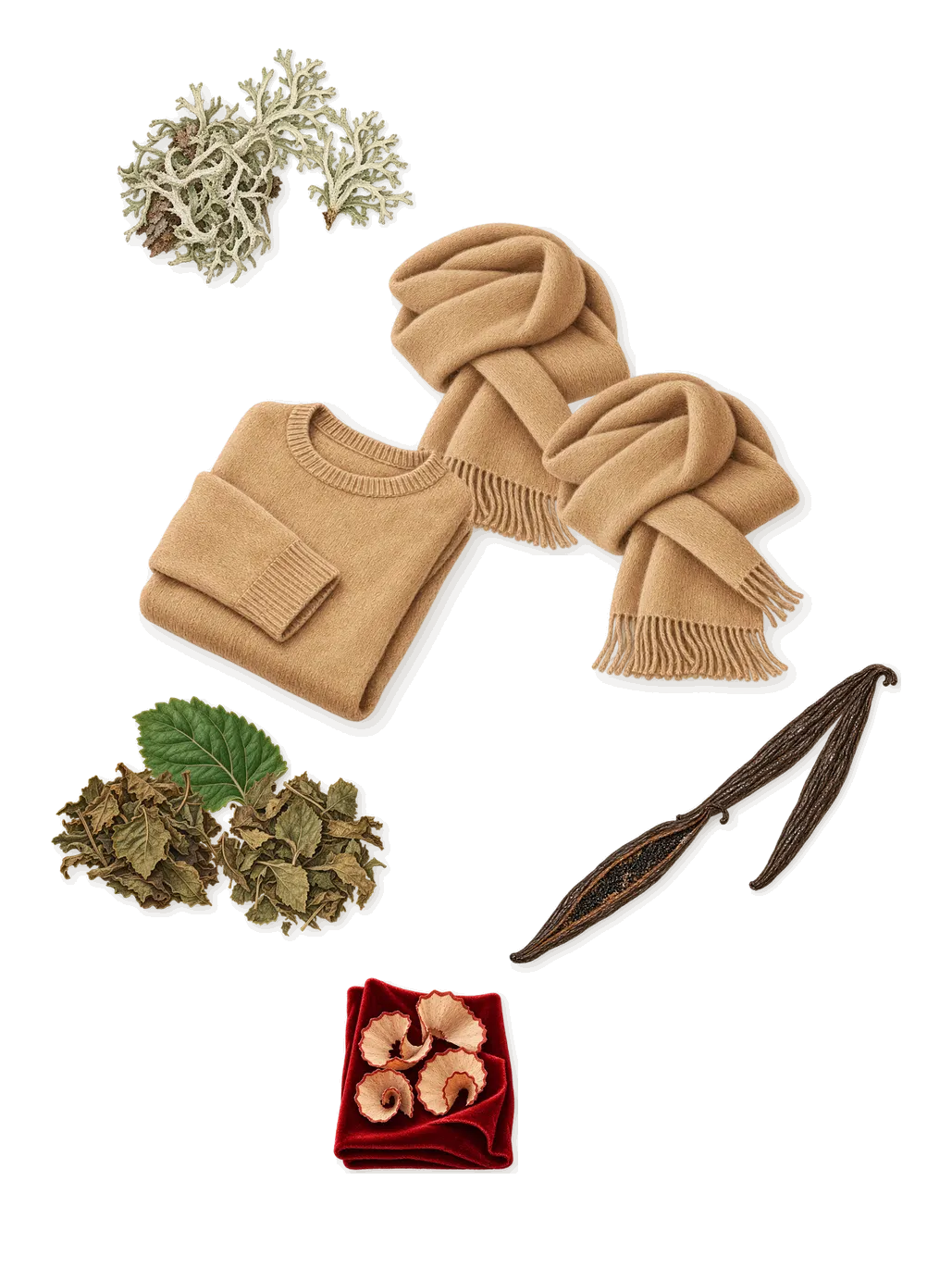 Her, what stays: Vanilla (vanillin), Patchouli, Oakmoss, Musk, Iso E Super (pencil shavings on velvet)