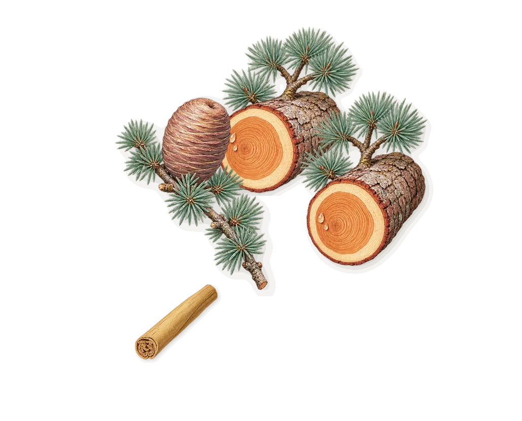 Super Cedar, as it settles: Cedar, Cinnamal (cinnamon)