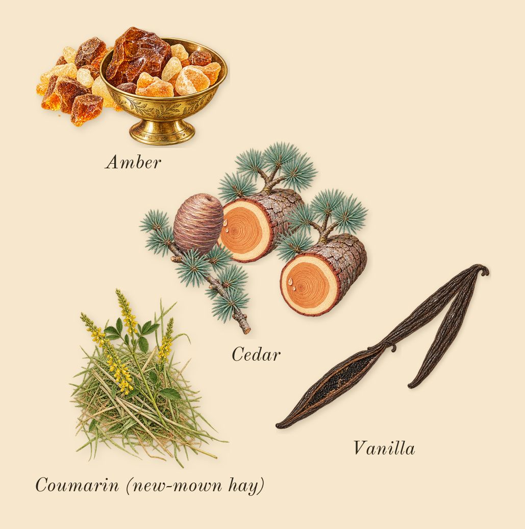 CK IN2U for Her, dry-down: Vanilla, Cedar, Amber, Coumarin (new-mown hay)