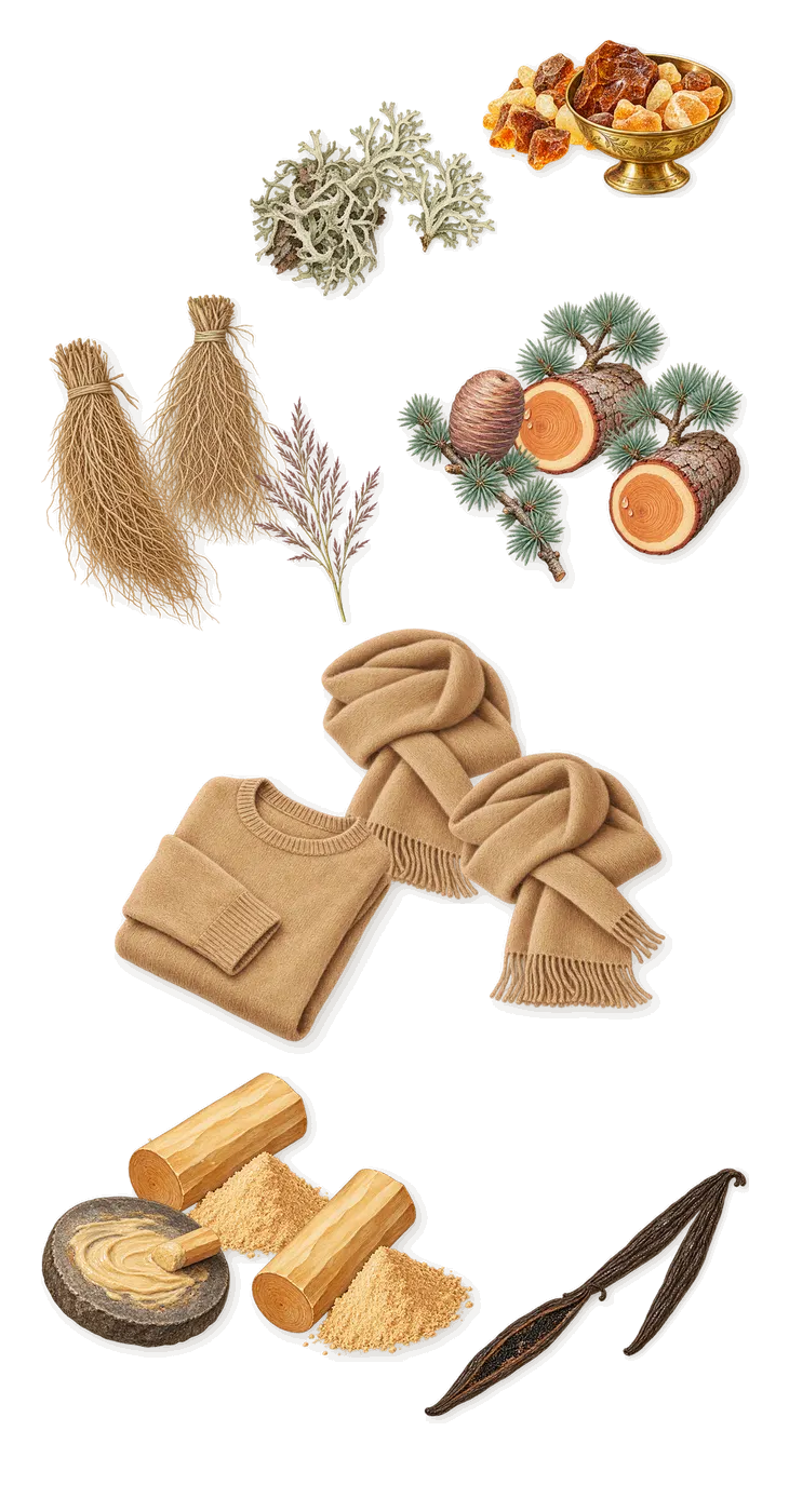 Escape, what stays: Oakmoss, Amber, Musk, Cedar, Vetiver, Sandalwood, Vanilla