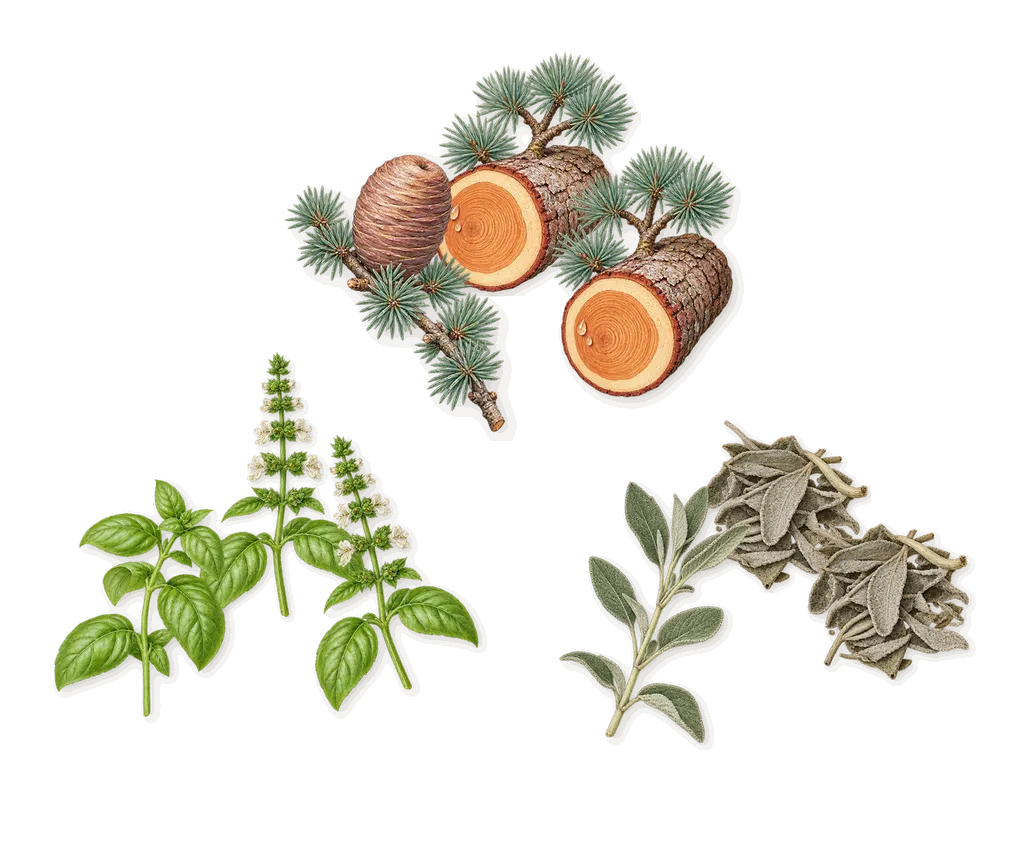 Euphoria Men, as it settles: Sage, Basil, Cedar