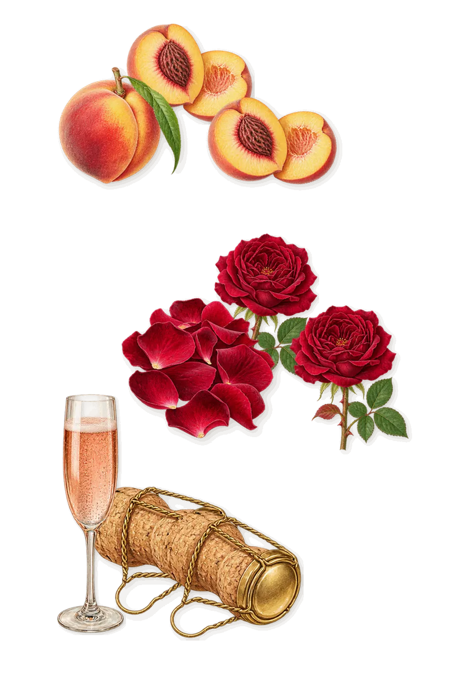 212 VIP Rosé, as it settles: Peach, Rose, Pink champagne