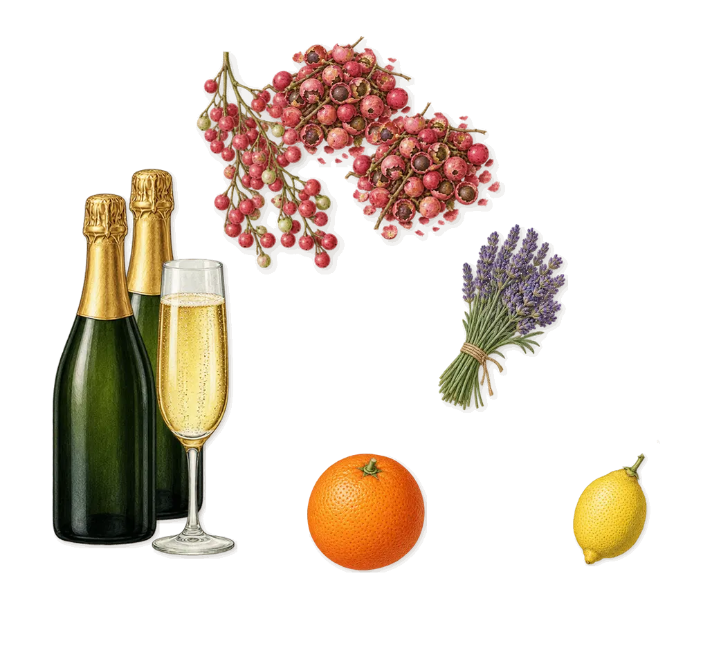 212 VIP Rosé, when you spray it: Champagne rosé, Pink pepper, Sweet orange, Lemon, Lavender