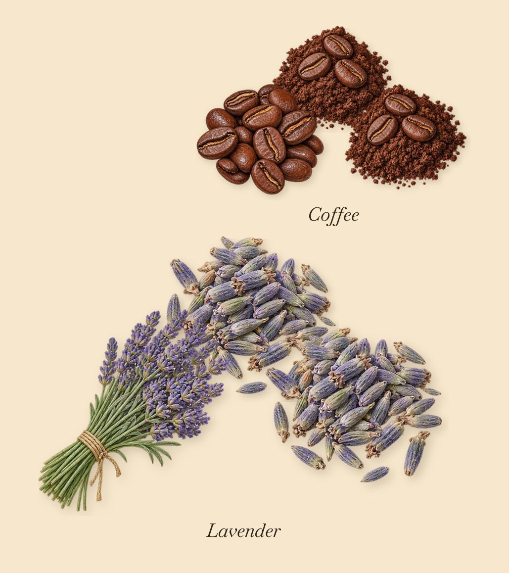 Amethyst Haze, as it settles: Lavender, Coffee