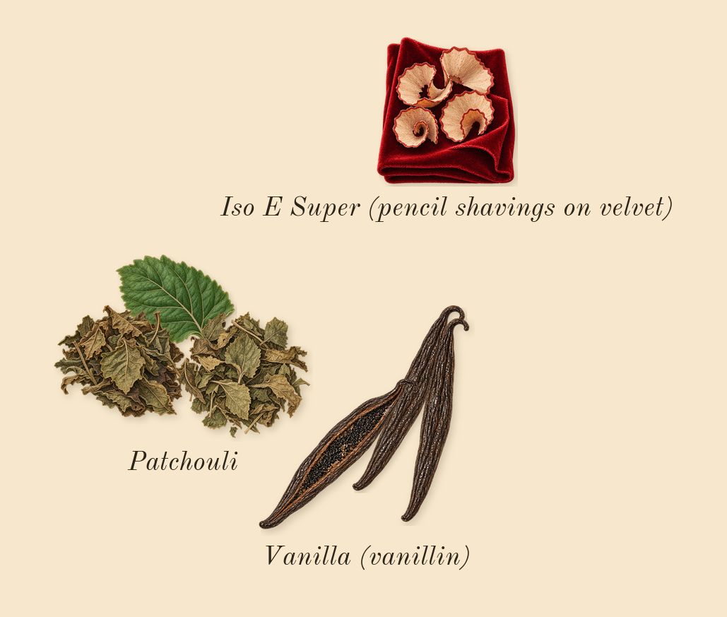 Good Girl Blush Elixir, dry-down: Vanilla (vanillin), Patchouli, Iso E Super (pencil shavings on velvet)