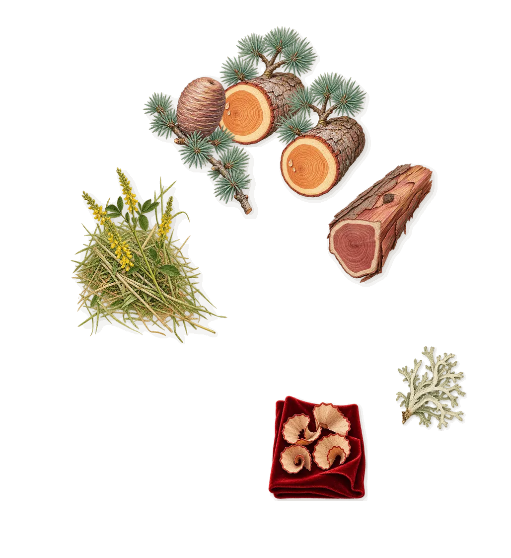 Déclaration, what stays: Cedar, Virginia cedar, Oakmoss, Iso E Super (pencil shavings on velvet), Coumarin (new-mown hay)