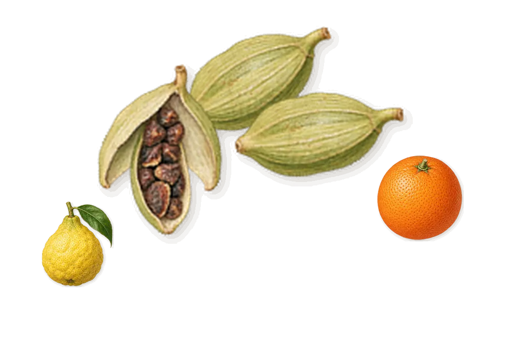Déclaration, when you spray it: Cardamom, Bergamot, Sweet orange
