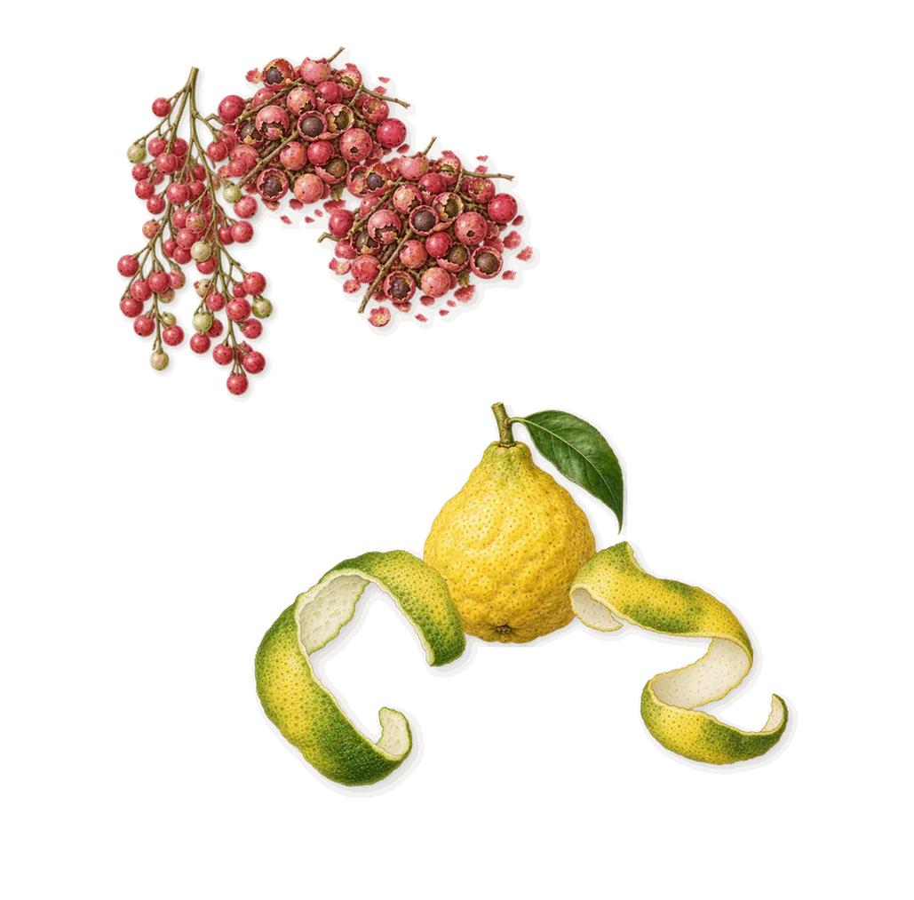 Gold, when you spray it: Pink pepper, Bergamot