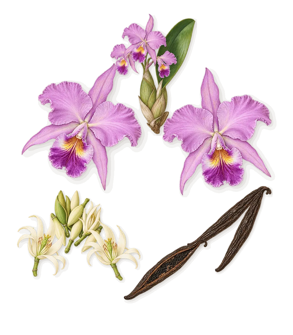 Milk Orchid Expressive, as it settles: Vanilla (vanillin), Magnolia, Orchid