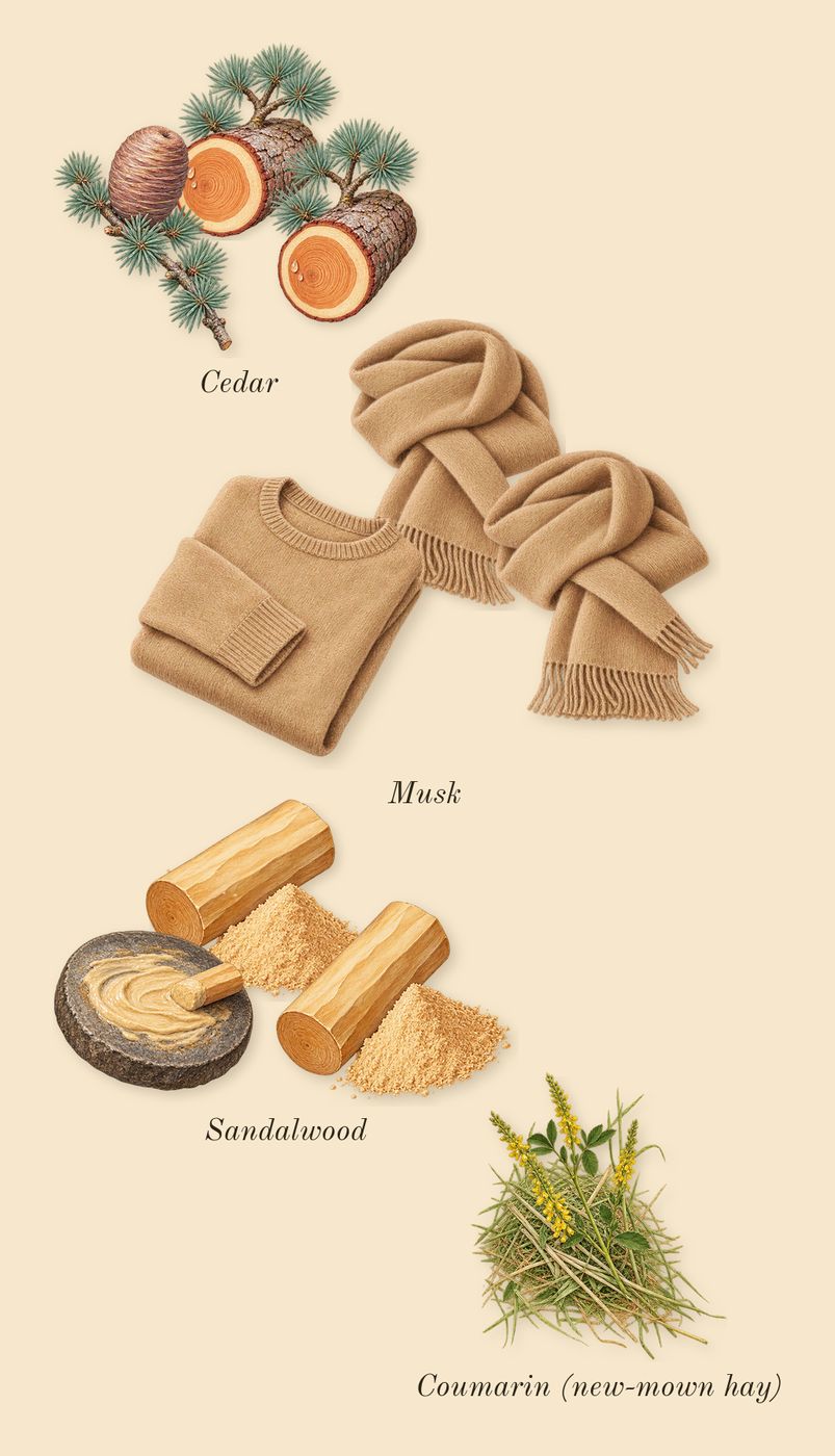 Millésime Impérial, dry-down: Cedar, Musk, Sandalwood, Coumarin (new-mown hay)