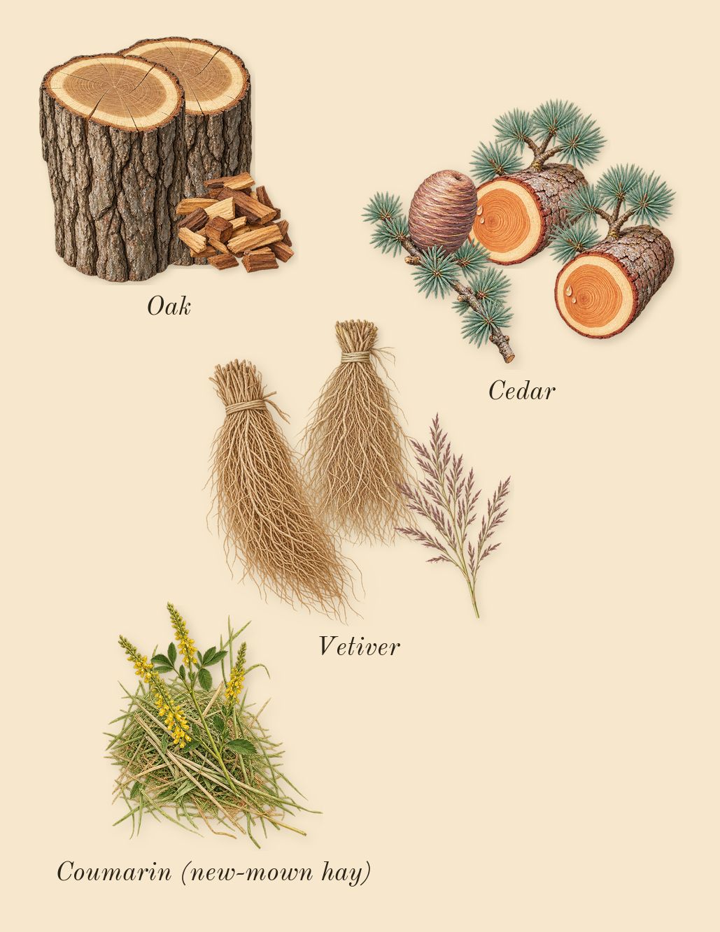 Crimson Rocks, dry-down: Oak, Cedar, Vetiver, Coumarin (new-mown hay)