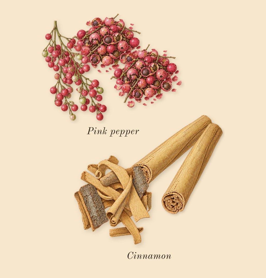 Crimson Rocks, top notes: Pink pepper, Cinnamon